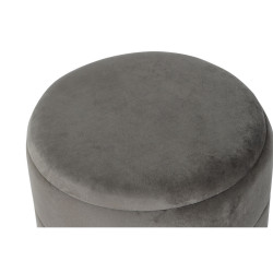 Footrest DKD Home Decor Golden Dark grey Polyester Metal 38 x 38 x 41 cm