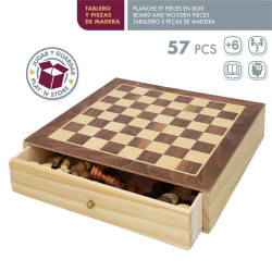 Chess and Checkers Board Colorbaby Drawer Wood (4 Units)