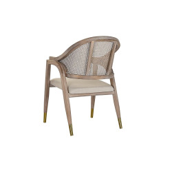 Chair with Armrests DKD Home Decor Beige Polyester Metal Fir Plastic 59 x 55 x 88 cm