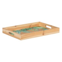 Snack tray 45 x 31 x 5 cm Sheets Natural Wood Rattan 3 Pieces