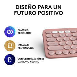 Wireless Keyboard Logitech K380s Pink Spanish Qwerty