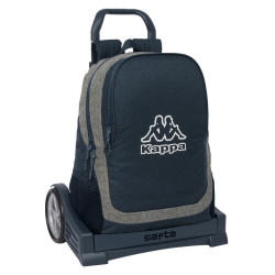 School Rucksack with Wheels Kappa Dark navy Grey Navy Blue 32 x 44 x 16 cm