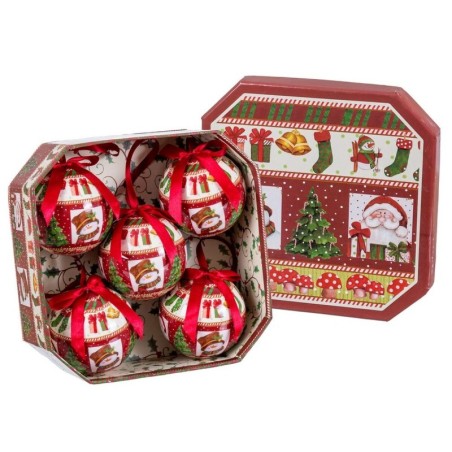 Christmas Baubles Multicolour Paper Polyfoam Father Christmas 7,5 x 7,5 x 7,5 cm (5 Units)