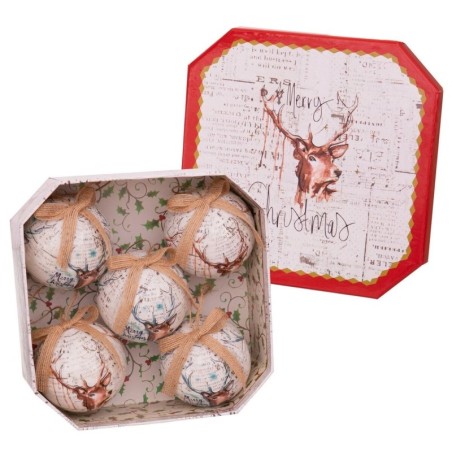 Christmas Baubles Multicolour Paper Polyfoam Deer 7,5 x 7,5 x 7,5 cm (5 Units)