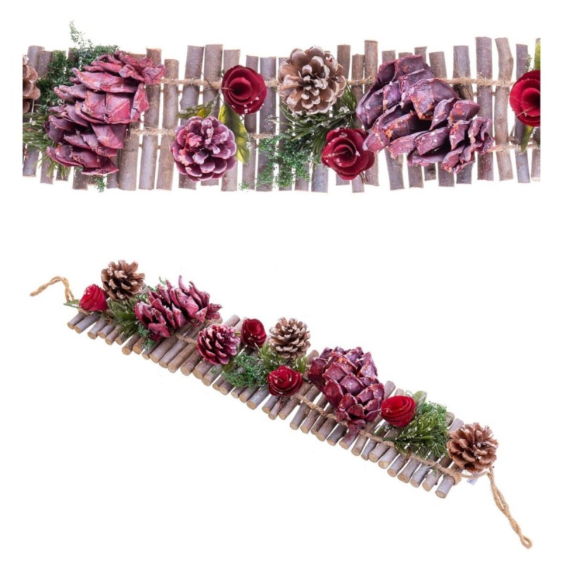 Door Hanger Christmas Red Multicolour Rattan Plastic Foam Pineapples 50 x 10 x 6 cm