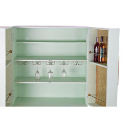 Sideboard DKD Home Decor Bottle rack Metal Wood Turquoise (90 x 48 x 130 cm)