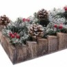 Christmas Candle Holder White Red Green Natural Wood Crystal Plastic 30 x 15 cm