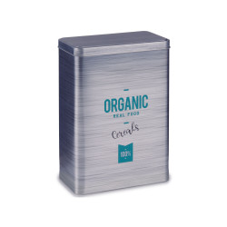 Cereal Dispenser Organic Grey Tin 12 x 24,7 x 17,6 cm (12 Units)