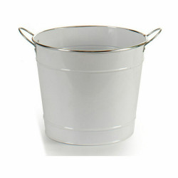 Planter Bucket White Silver Zinc 34,8 x 23 x 27,8 cm (12 Units)