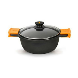 Casserole with glass lid BRA A270332 8,3 L Ø 32 cm Black Metal Aluminium Cast aluminium