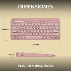 Wireless Keyboard Logitech K380s Pink Spanish Qwerty