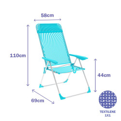 Folding Chair Marbueno Aquamarine 69 x 110 x 58 cm