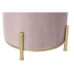 Footrest DKD Home Decor Pink Polyester Metal Golden (38 x 38 x 34 cm)