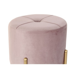 Footrest DKD Home Decor Pink Polyester Metal Golden (38 x 38 x 34 cm)