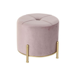 Footrest DKD Home Decor Pink Polyester Metal Golden (38 x 38 x 34 cm)