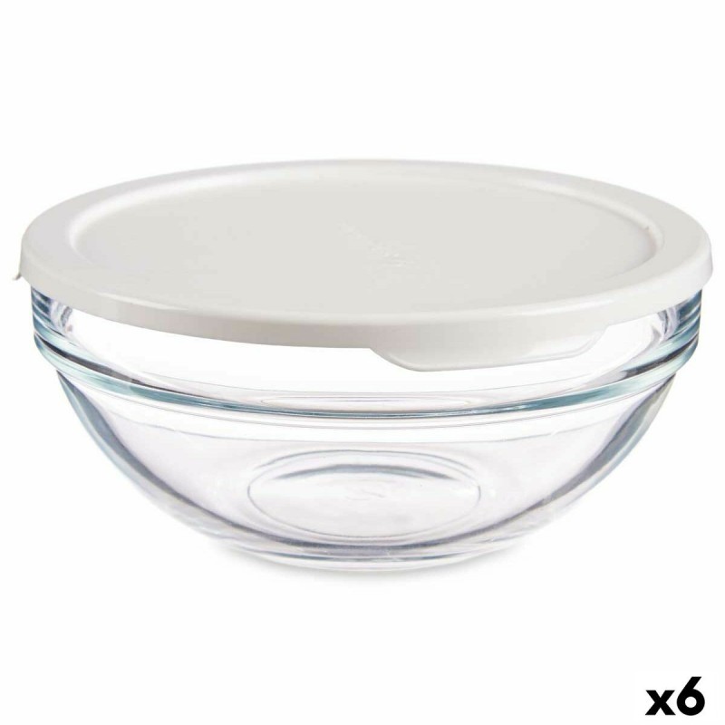 Round Lunch Box with Lid Chefs White 595 ml 14 x 6,3 x 14 cm (6 Units)