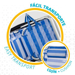 Beach Chair Aktive Foldable Cushion White Blue 48 x 84 x 46 cm (2 Units)