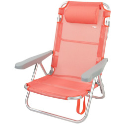 Folding Chair with Headrest Aktive Flamingo Coral 48 x 84 x 46 cm (2 Units)