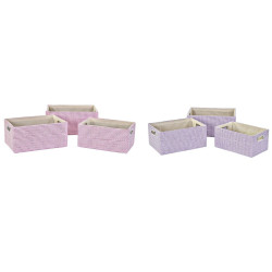 Basket set DKD Home Decor 40,5 x 27,5 x 18 cm Polyester (2 Units)