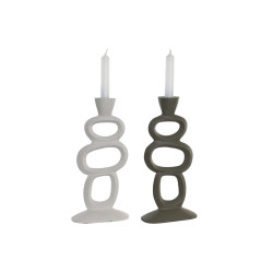 Candle Holder DKD Home Decor 14,5 x 6,5 x 29,5 cm Aluminium White Green (2 Units)