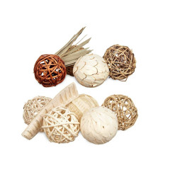 Set of Decorative Balls White Brown (12 Units)