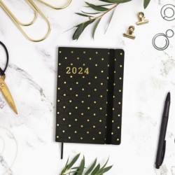 Diary Finocam Flexy Joy Dotts 2024 Black Golden 8,2 x 12,7 cm