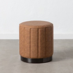 Pouffe Brown Synthetic Leather 38 x 38 x 42 cm DMF