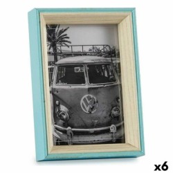 Photo frame 3 x 17 x 12 cm Crystal Blue White MDF Wood (6 Units)