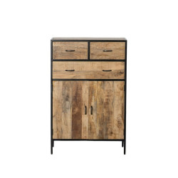 Cupboard MANGO 85 x 40 x 130 cm Natural Black Wood Iron