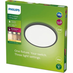 LED Flush-fitting ceiling light Philips Superslim Black 15 W