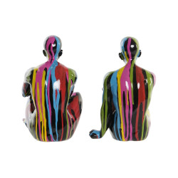 Decorative Figure DKD Home Decor 25,5 x 14 x 21,5 cm Black Multicolour (2 Units)