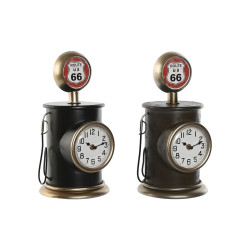 Table clock Home ESPRIT Black Golden Metal polypropylene Vintage 17 x 18 x 34,5 cm (2 Units)