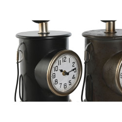 Table clock Home ESPRIT Black Golden Metal polypropylene Vintage 17 x 18 x 34,5 cm (2 Units)