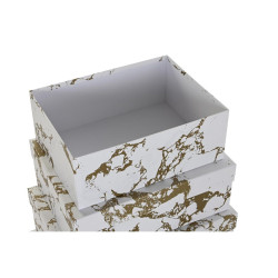 Set of Stackable Organising Boxes DKD Home Decor Golden White Cardboard (43,5 x 33,5 x 15,5 cm)