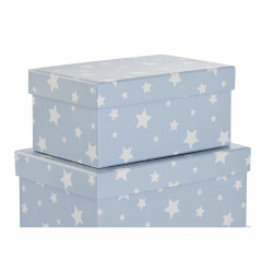 Set of Stackable Organising Boxes DKD Home Decor White Sky blue Children's Cardboard (43,5 x 33,5 x 15,5 cm)