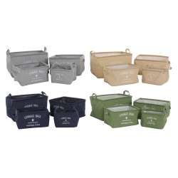 Basket set DKD Home Decor Green Grey Cream Navy Blue Loft 39 x 27 x 24 cm (4 Pieces)