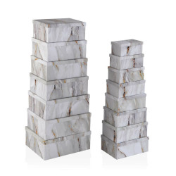 Set of Stackable Organising Boxes Versa Marble Cardboard 15 Pieces 35 x 16,5 x 43 cm