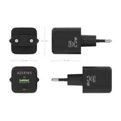 Wall Charger Aisens ASCH-25W2P015-BK Black 25 W (1 Unit)