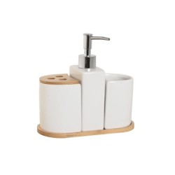 Bath Set Home ESPRIT White Natural Bamboo Dolomite 19,5 x 10 x 19 cm