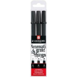 Set of Felt Tip Pens Talens Sakura Pigma Calligrapher Black