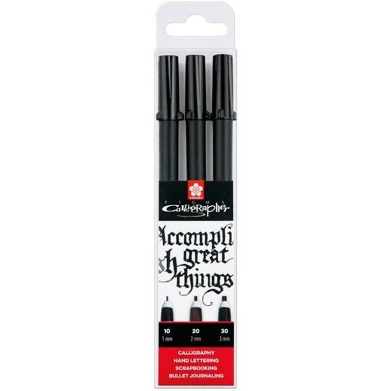 Set of Felt Tip Pens Talens Sakura Pigma Calligrapher Black