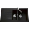 Sink with Two Basins and Drainer Ewi   100 x 50 cm