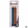 Pencil Set Stripes Multicolour Wood (12 Units)