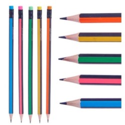 Pencil Set Stripes Multicolour Wood (12 Units)