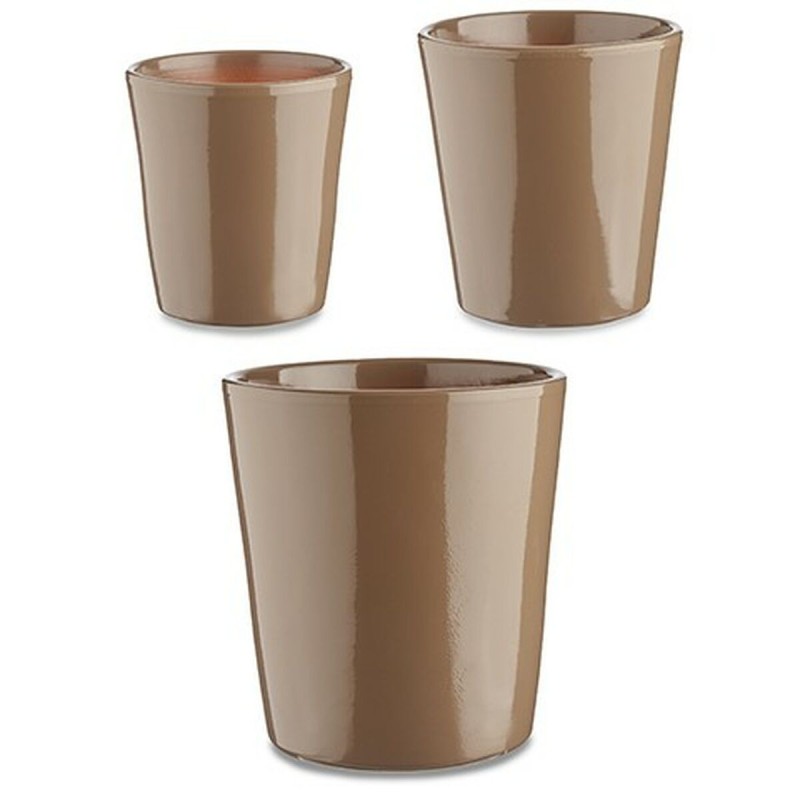 Set of pots Ø 14 cm Ø 22 cm Ø 17 cm Cónica 3 Pieces Taupe