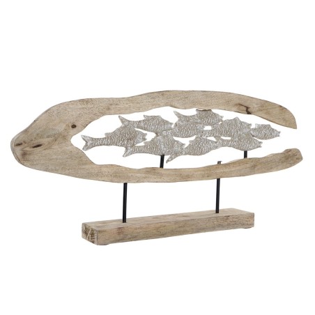 Decorative Figure DKD Home Decor Silver Brown Aluminium Mango wood Mediterranean Fish (70 x 9,5 x 31,5 cm)