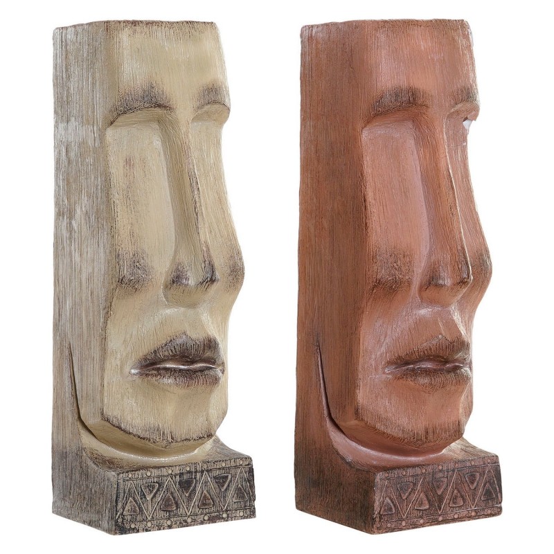 Planter DKD Home Decor 16 x 17 x 49 cm Face Beige Terracotta Resin (2 Units)