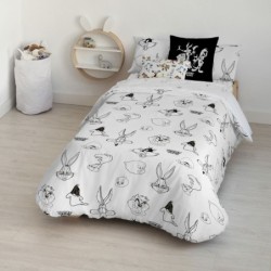 Nordic cover Looney Tunes Looney B&W White black 155 x 220 cm