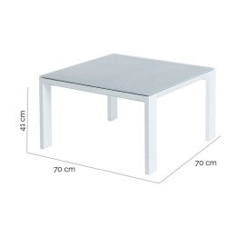 Centre Table Thais Table White Aluminium Tempered Glass 70 x 70 x 41 cm