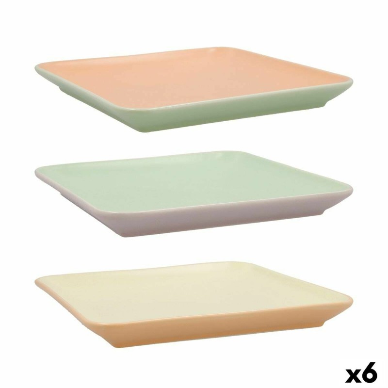 Snack tray Quid Vitamina Bicoloured Ceramic 21 x 21 cm (6 Units)